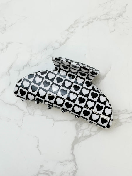 Black & White Checker Design Claw Clips