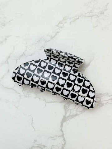 Black & White Checker Design Claw Clips