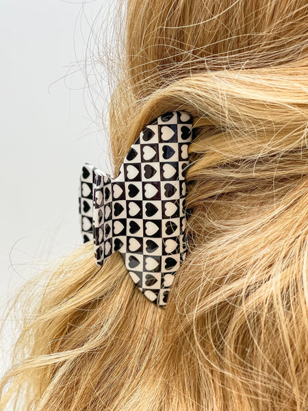 Black & White Checker Design Claw Clips