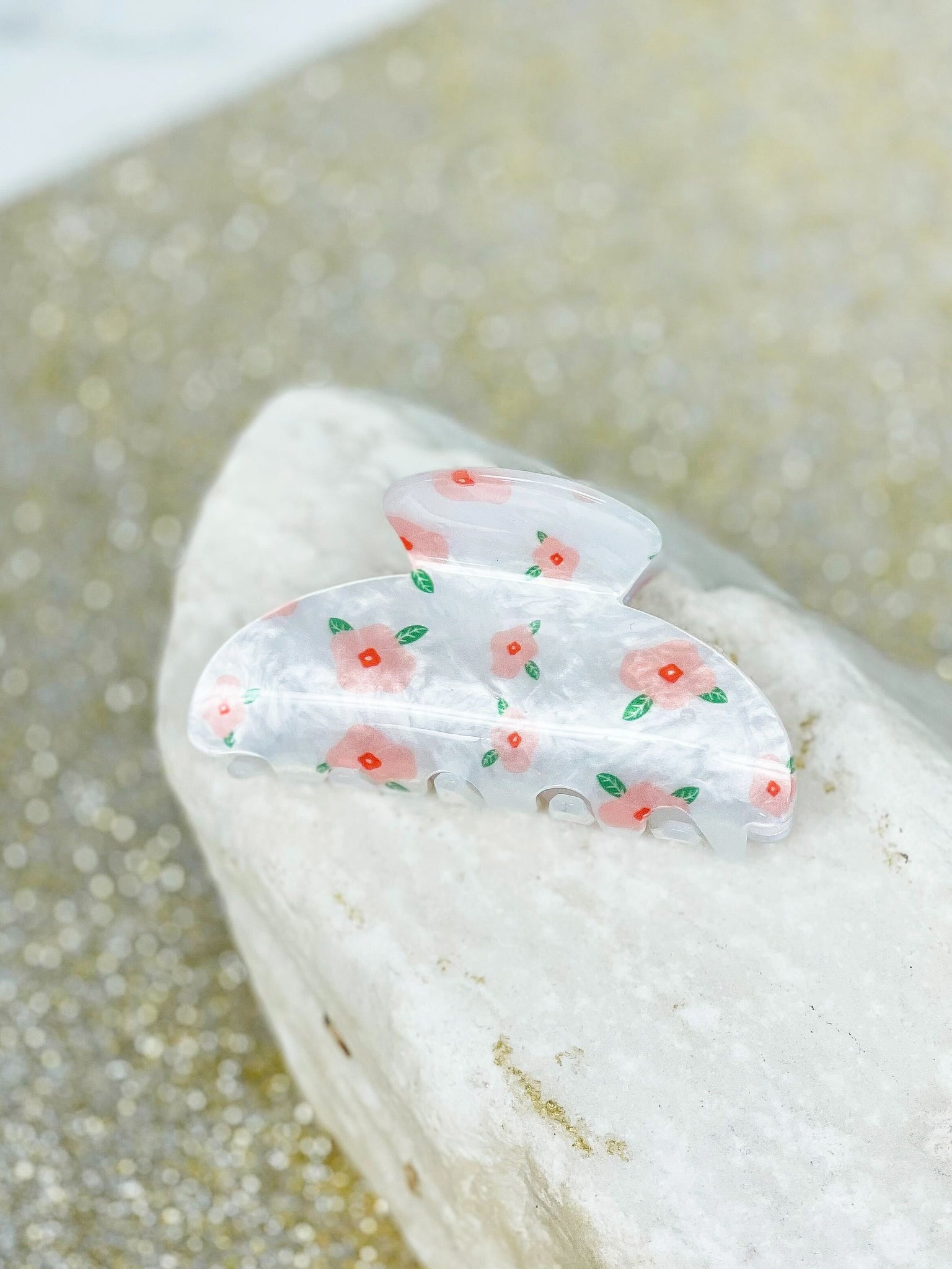 Pearly Floral Claw Clips