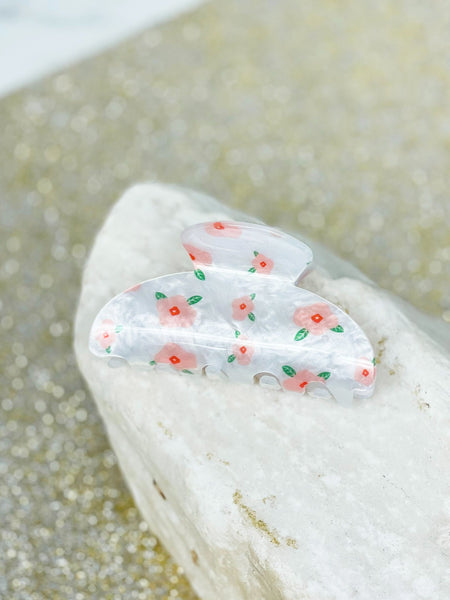 Pearly Floral Claw Clips