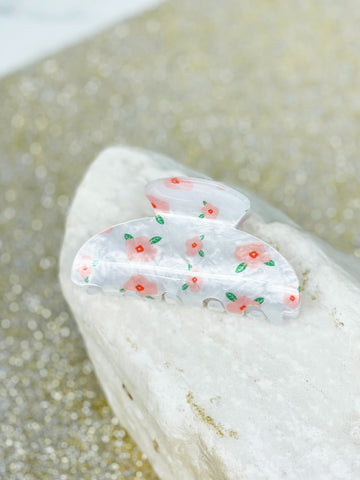 Pearly Floral Claw Clips