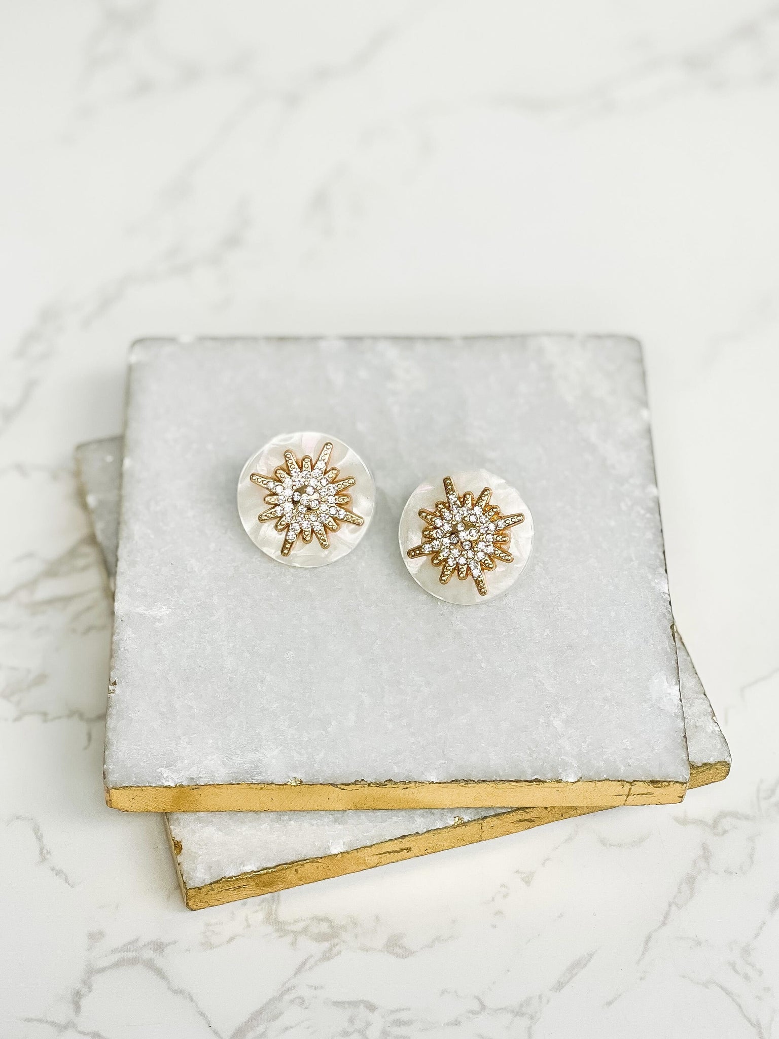 Glitzy Marble North Star Post Earrings