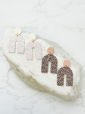 Natural Leopard Arch Dangle Earrings