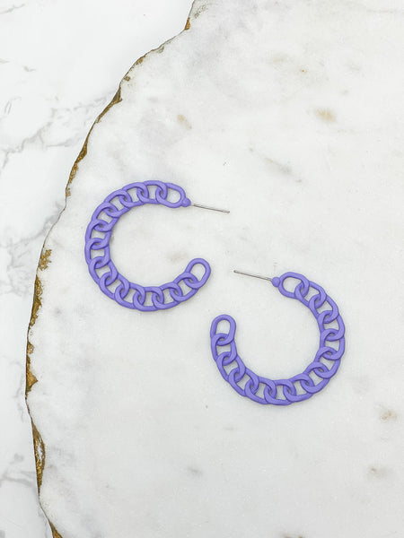 Painted Metal Chain Hoop Earrings