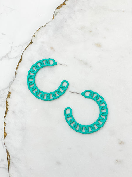 Painted Metal Chain Hoop Earrings