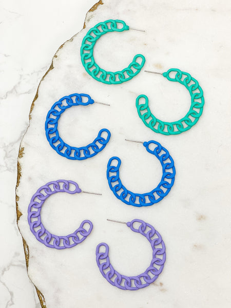 Painted Metal Chain Hoop Earrings