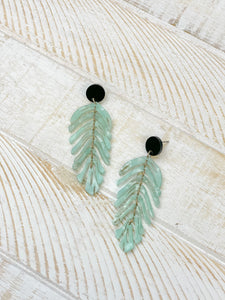 Palm Leaf Resin Dangle Earrings