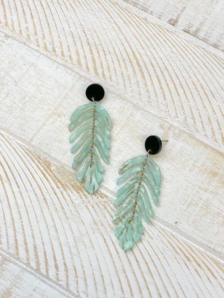 Palm Leaf Resin Dangle Earrings