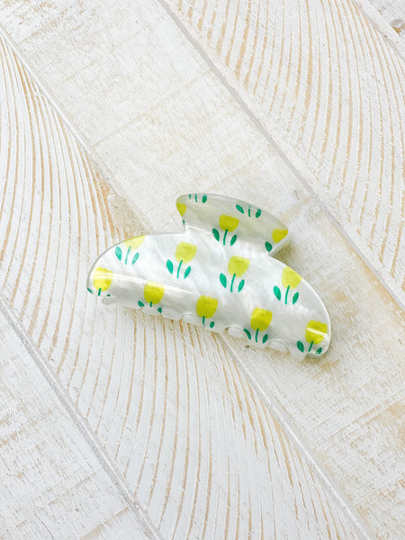 Pearly Floral Claw Clips