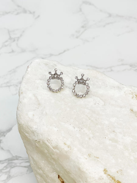 Crystal Crown Stud Earrings