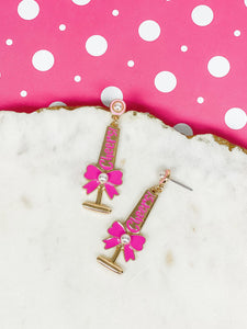'Cheers!' Pearl Detail Champagne Flute Dangles