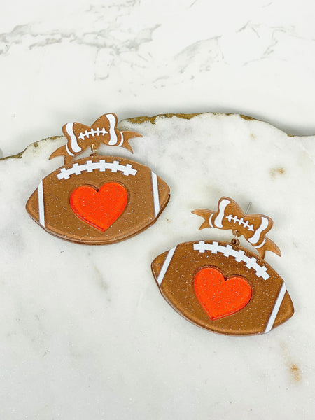 Heart Football Drop Earrings