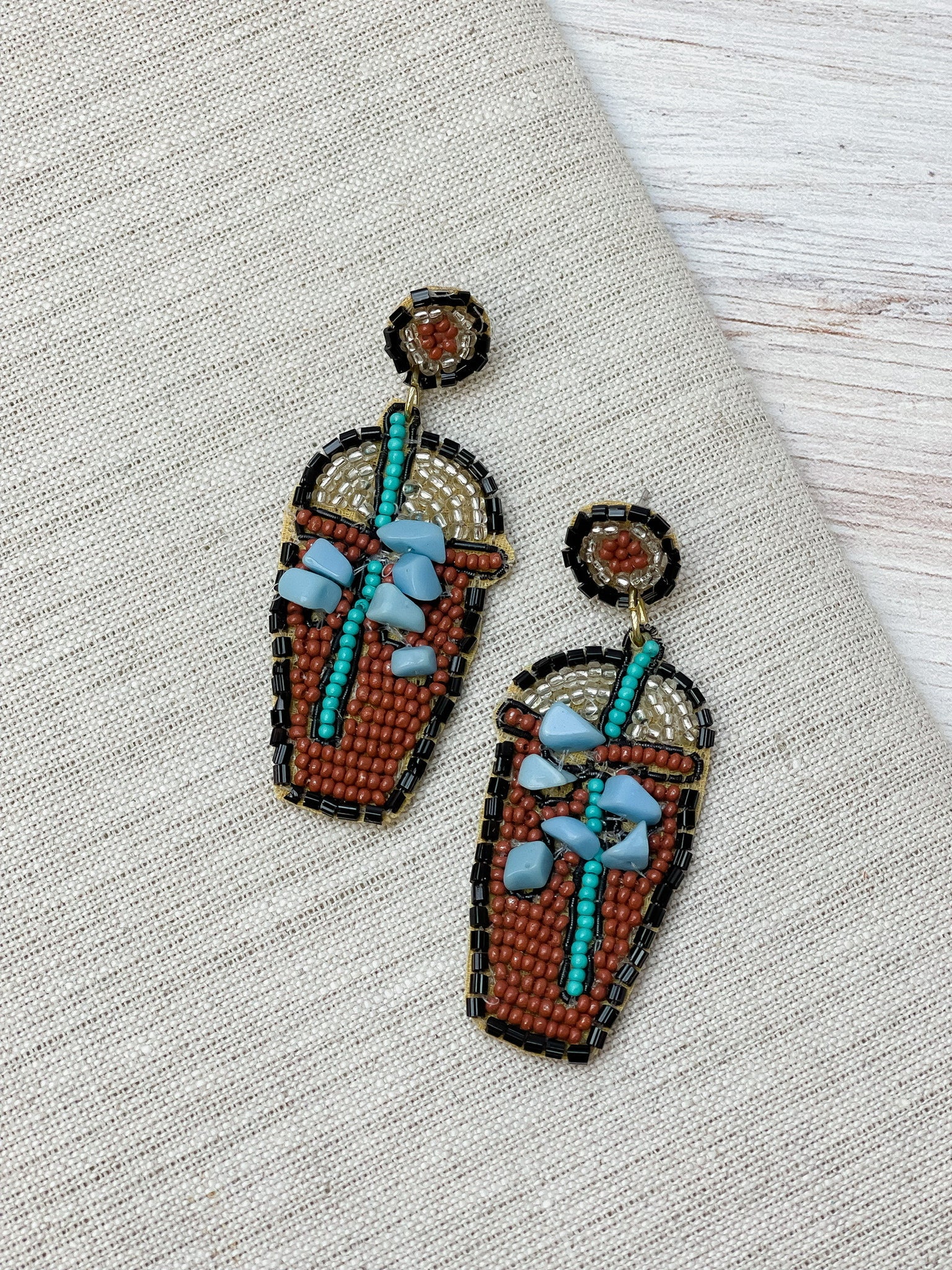 Iced Coffee Beaded Dangle Earrings