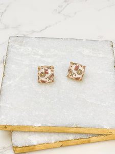 Iced Coffee & Butterflies Printed Stud Earrings