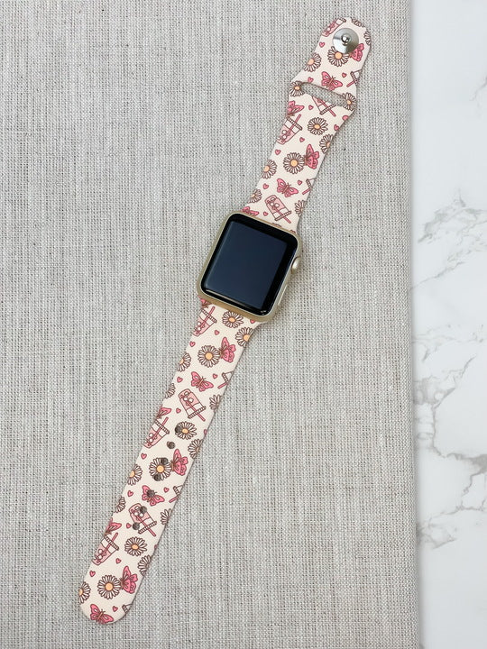 Iced Coffee & Butterflies Silicone Smart Watch Band - 42mm/44mm