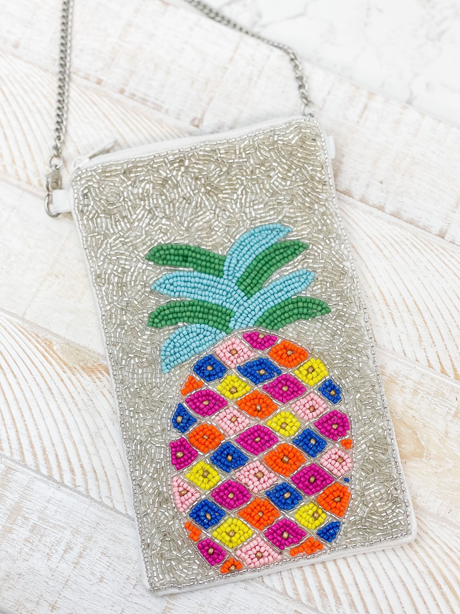 Pineapple Beaded Phone Crossbody