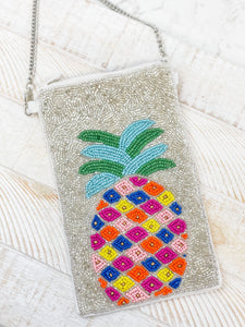 Pineapple Beaded Phone Crossbody