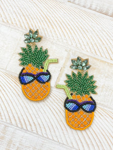 Piña Colada Beaded Dangle Earrings