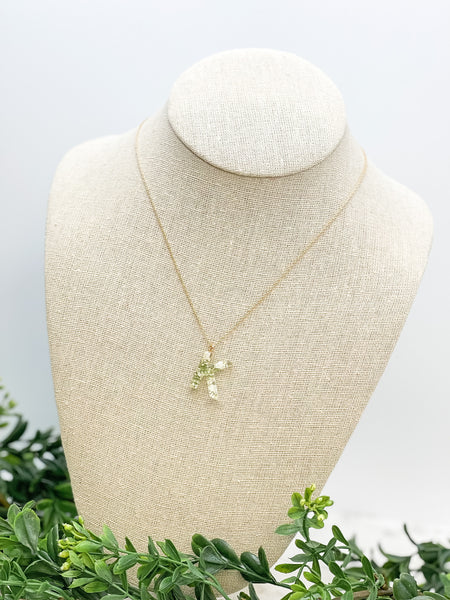 Flower Initial Pendant Necklaces