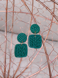 Layered Knit Clay Dangle Earrings