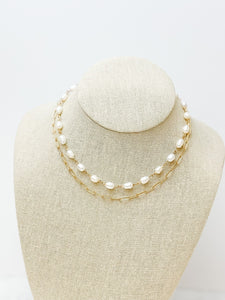 Layered Chain Link & Pearl Necklaces