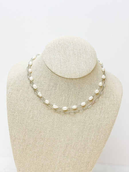 Layered Chain Link & Pearl Necklaces