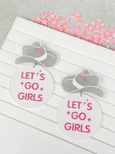 'Let's Go Girls' Glitter Dangle Earrings
