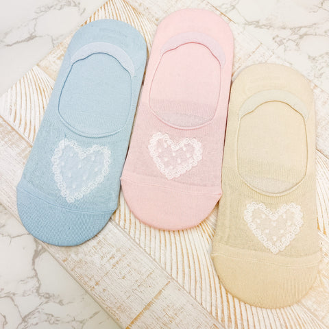 Lightweight Heart No Show Socks