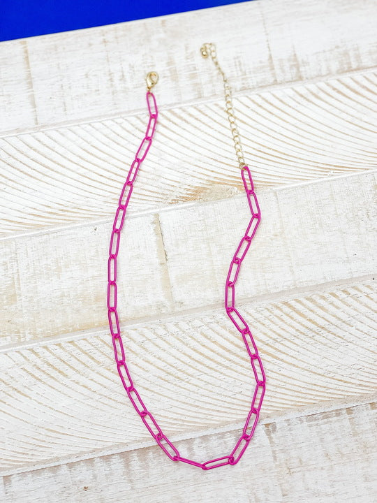 Enamel Paperclip Chain Necklaces