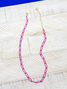 Enamel Paperclip Chain Necklaces
