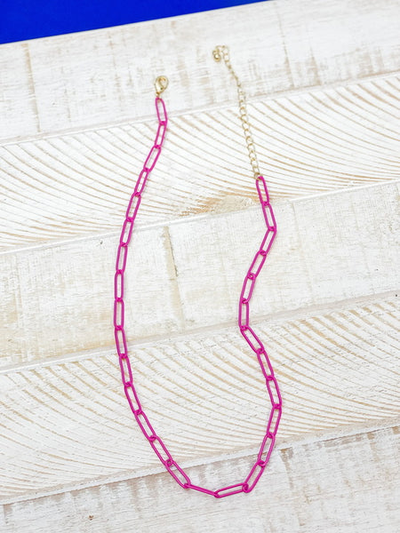 Enamel Paperclip Chain Necklaces
