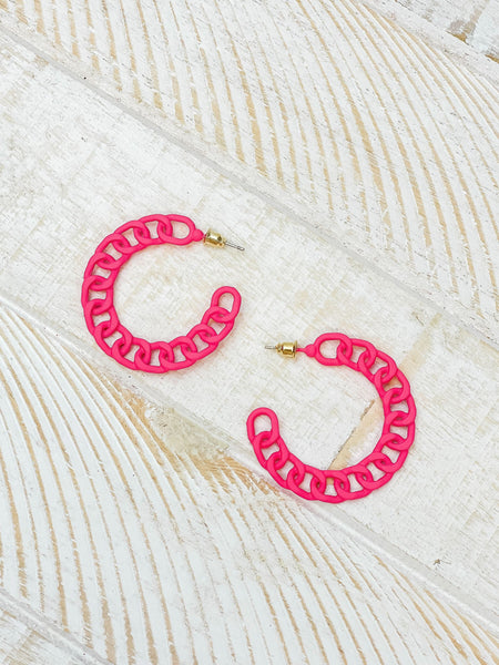 Painted Metal Chain Hoop Earrings