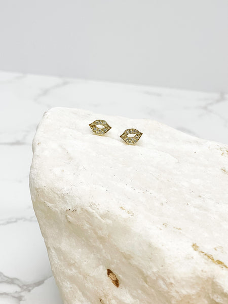 Cubic Zirconia Pave Lip Stud Earrings