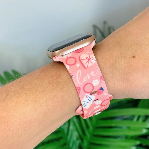 Love Letters Printed Silicone Watch Band - One Size