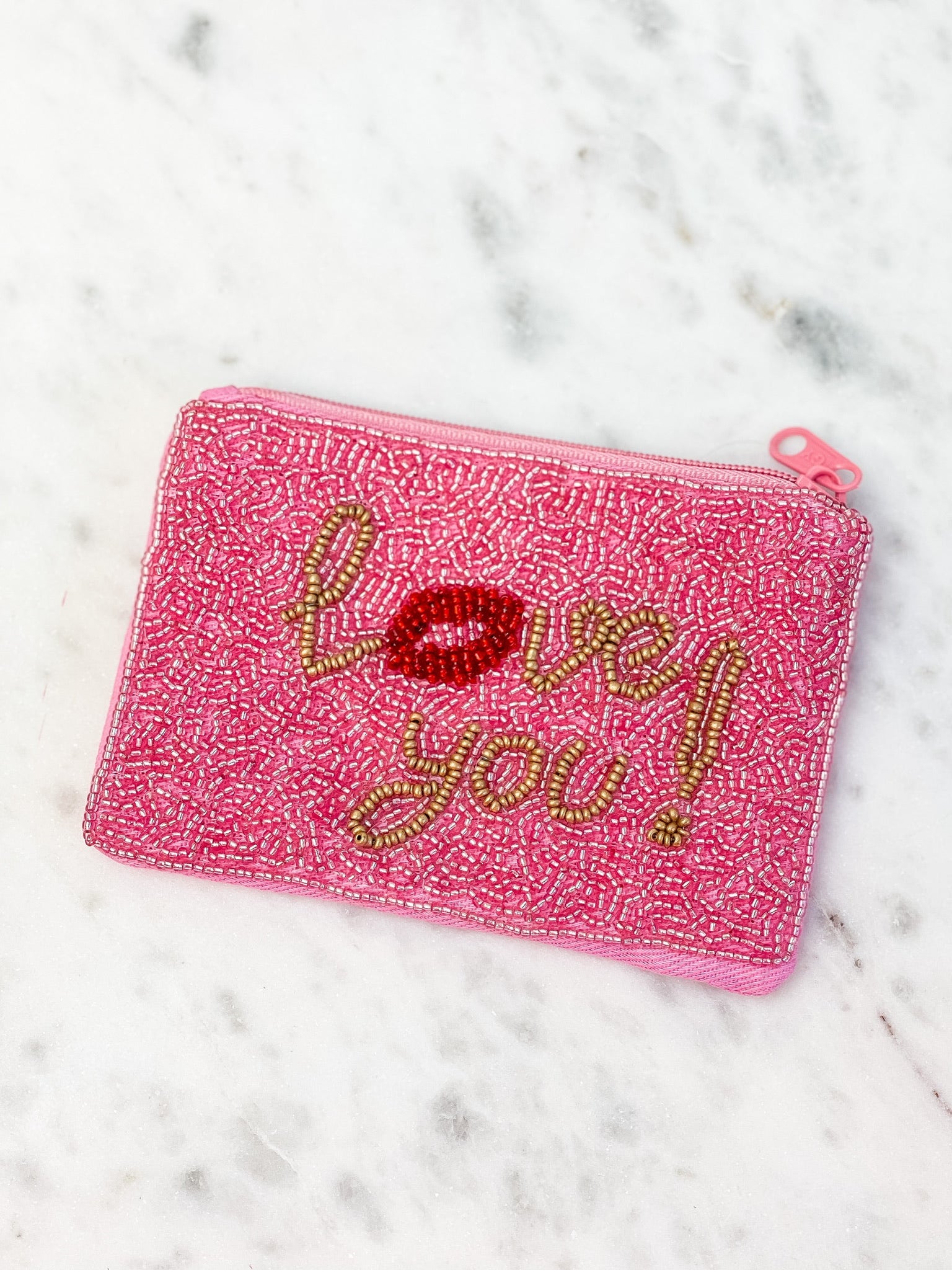 'Love You!' Beaded Zip Pouch
