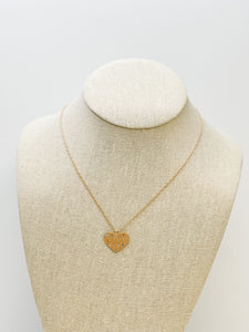 'Mama' Gold Rhinestone Heart Necklace