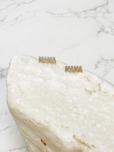 Gold & Glitzy Rhinestone Mama Stud Earrings
