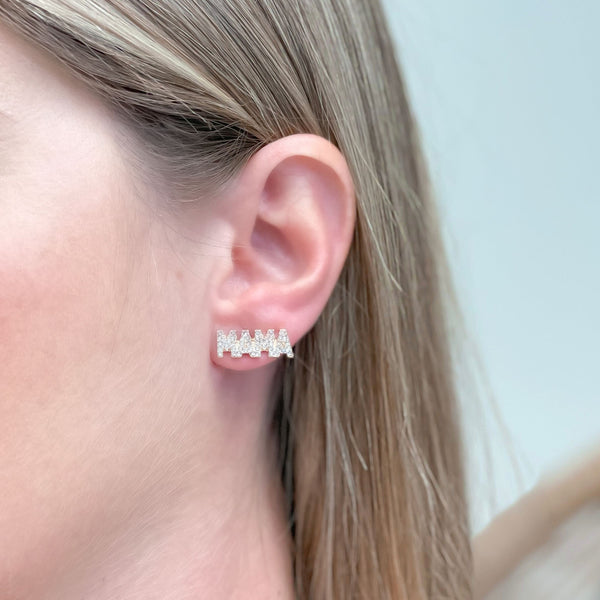 Gold & Glitzy Rhinestone Mama Stud Earrings