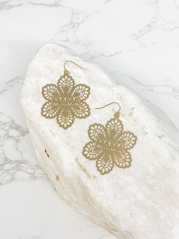 'Mama' Filigree Flower Dangle Earrings