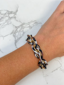 Black & White Marbled Gold Chain Link Bracelet