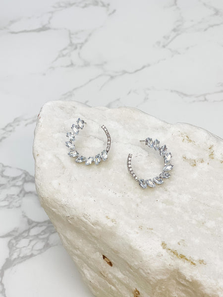 Glitzy Cubic Zirconia Hoop Earrings