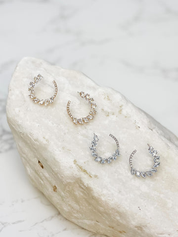 Glitzy Cubic Zirconia Hoop Earrings