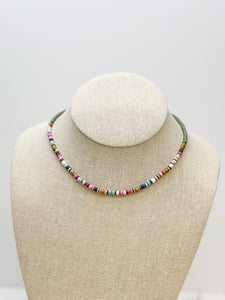 Heishi Multicolor Wood Bead Necklace