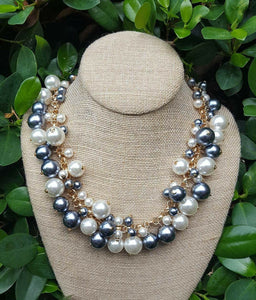 Pearl Bauble Necklace - Oxford Gray