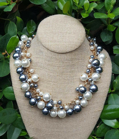 Pearl Bauble Necklace - Oxford Gray