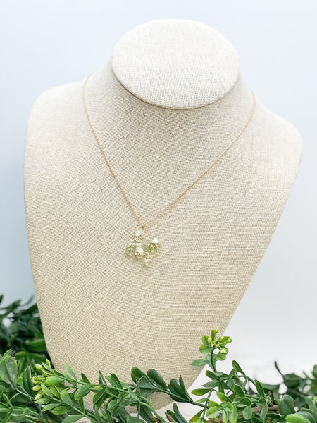 Flower Initial Pendant Necklaces