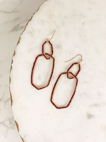 Seed Bead Link Dangle Earrings
