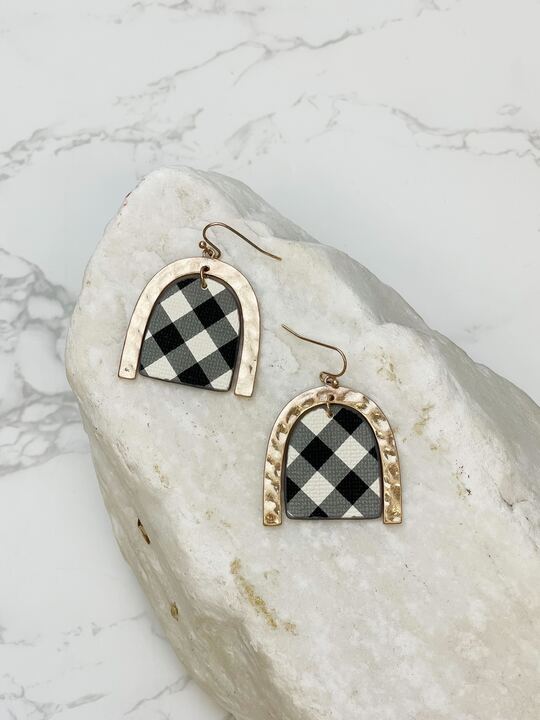 Matte Buffalo Check Dangle Earrings