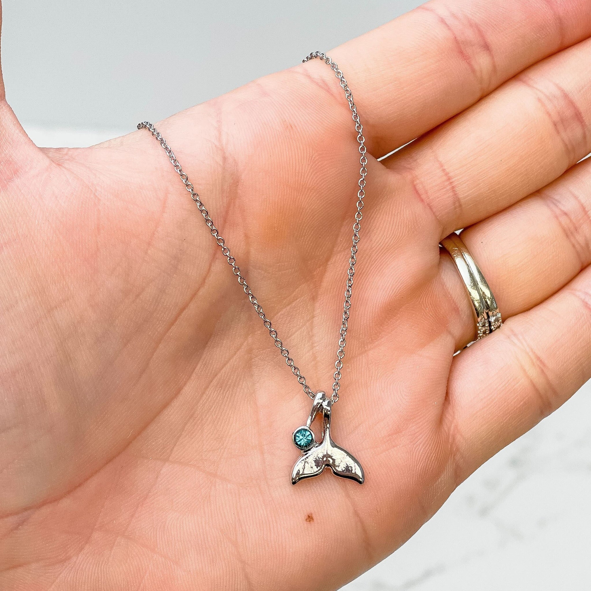 Mermaid Tail Pendant Necklace - Silver